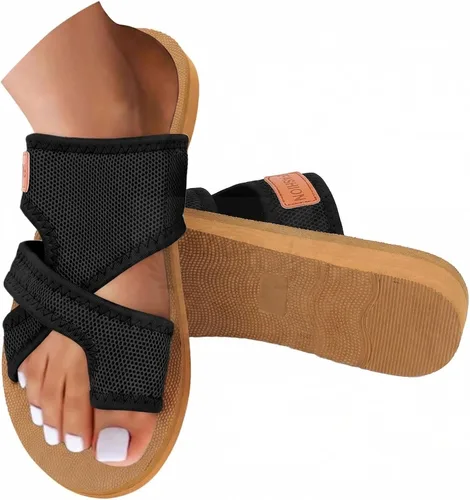 Vista 2 de Tatumaie Sandalias ortopédicas para mujer, de malla hueca, con soporte de arco, cómodas, para playa, planas, con anillo para los dedos del pie