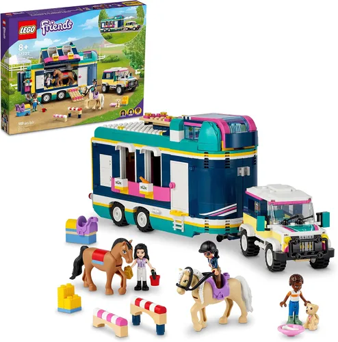 Vista 8 de LEGO Friends Remolque de Espectáculo Ecuestre 41722, juguete de caballo para niñas y niños de 8 años en adelante con 2 caballos, coche SUV