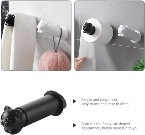 Vista 9 de EXCEART Soporte de papel higiénico montado en la pared, elegante organizador de toallas para baño, acabado de diseño de ahorro fácil de instalar,