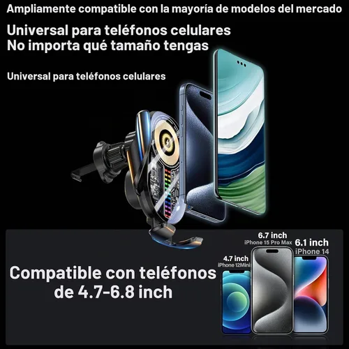 Vista 11 de Soporte para teléfono de automóvil de 15 W, soporte de cargador Negro
