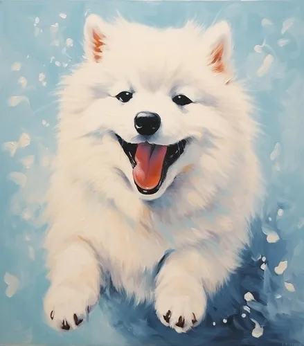 Vista 11 de ZMHZMY Pintura por números DIY blanco samoyedo perro arte pintura al óleo regalo único decoración del hogar accesorios 15.7x19.7 in sin marco