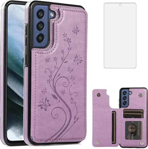 Vista 9 de Funda de teléfono para Samsung Galaxy S21 FE Gaxaly S 21 FE 5G con protector de pantalla de vidrio templado, tarjetero con soporte para tarjetero