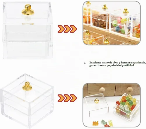 Vista 7 de 10 cajas de dulces en miniatura para casa de muñecas con tapas, tarros de plástico transparente a escala 1:12, pequeños recipientes de comida