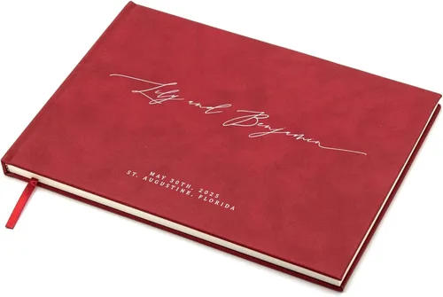 Vista 8 de MUUJEE Libro de visitas personalizado con brillo bronce - Libro de invitados moderno personalizado de alta calidad para recepción de boda, fiesta