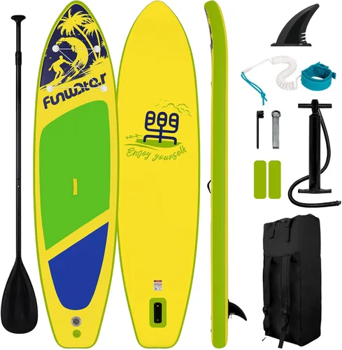 Vista 11 de FunWater Inflatable Stand Up Paddle Board with Beginners SUP Accessories verde militar (army green camouflage)