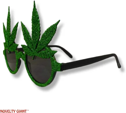 Vista 4 de Gafas de sol novedosas de marihuana Pot Leaf, Verde