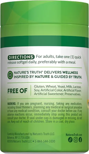 Vista 7 de Nature's Truth Complejo de vitamina K2 MK7 100 mcg 50 cápsulas blandas con D3 Suplemento sin OMG y sin gluten