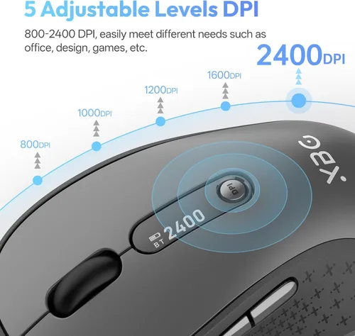 Vista 4 de XBG Ratón Bluetooth inalámbrico B15pro, Bluetooth 5.0/4.0 y 2.4G Tri-Mode, tipo C recargable con pantalla LED, clic silencioso ergonómico