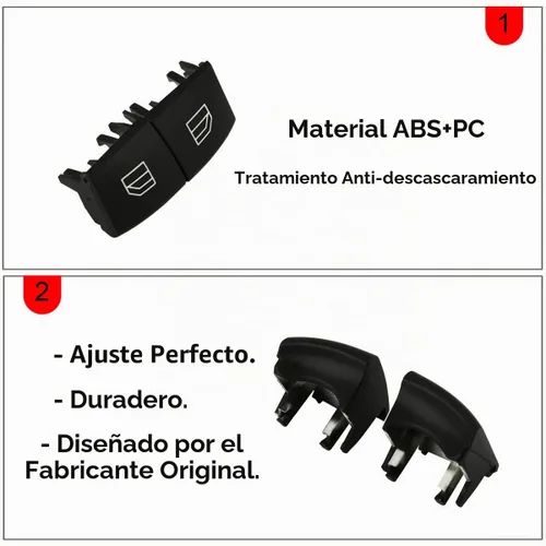 Vista 4 de Moonlinks W164 Botón de interruptor de ventana compatible con Mercedes Benz ML GL R Class - Cubiertas de botones de reparación para interruptor