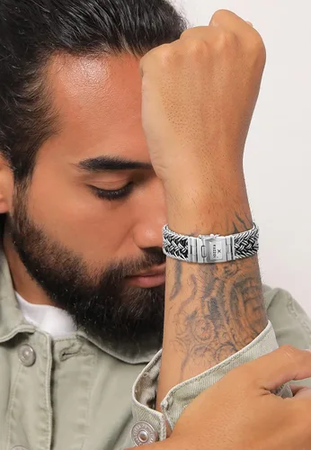 Vista 3 de kuzzoi Pulsera redonda bizantina de plata de ley 925 para hombre, longitud 7,48 pulgadas - 9,05 pulgadas, ancho 0,78 pulgadas, 3.39 onzas