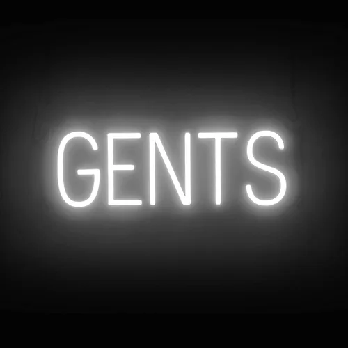 Vista 42 de SpellBrite Letrero de MEN para baños de negocios Letreros relacionados con el baño con aspecto de neón, luz LED azul 13.8 x 6.3 pulgadas