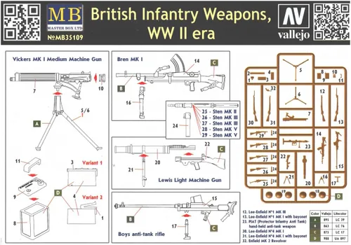 Vista 2 de Master Box Models Kit de construcción modelo de la era de la Segunda Guerra Mundial "British Shooting Weapons", escala 1/35