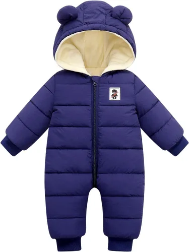 Vista 6 de Happy Cherry Traje de nieve para bebé Abrigo de invierno Sudadera con capucha cálida Mameluco Chaqueta acolchada tipo puffer Negro