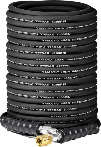 Vista 10 de YAMATIC Manguera de lavado a presión de 3/8" 50 pies, giratoria de 3/8 Negro