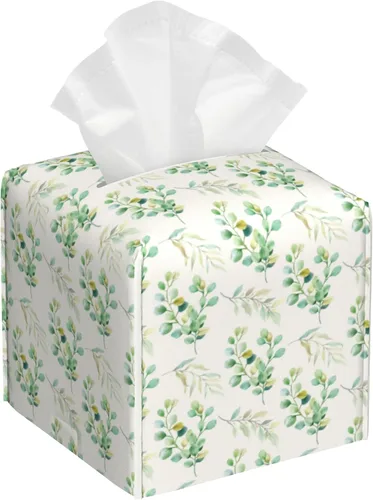 Vista 18 de Caja de pañuelos con diseño floral de amapola marrón con acuarela, diseño de flores abstractas de cuero, soporte decorativo para caja de papel