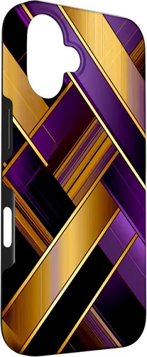 Vista 3 de Púrpura Negro Oro Plaid Patrón A Cuadros Amantes Caso Para iPhone 16