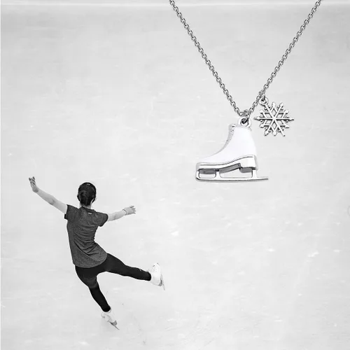 Vista 7 de Llavero de patinaje sobre hielo, diseño de patinaje artístico esmaltado, color blanco, para patinar, regalo para los amantes del patinaje