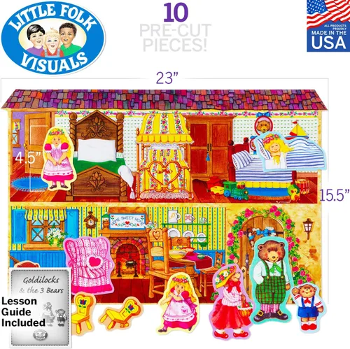 Vista 2 de Little Folk Visuals Goldilocks & the Three Bears - Juego de 10 piezas de fieltro precortadas