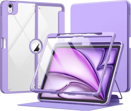 Vista 11 de MoKo Funda para iPad Air de 11 pulgadas 7ª/6ª generación M3/M2 2025/2024, iPad Air 5ª/4ª generación de 10.9 pulgadas 2022/2020 con soporte