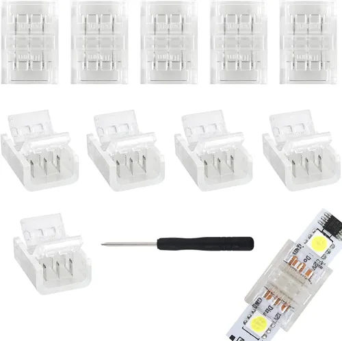 Vista 9 de RGBZONE 10 piezas 3 pines 8mm Conectores de tira LED Actualizados Conector rápido de tira a tira sin soldaduras y sin brechas para tira de luz LED