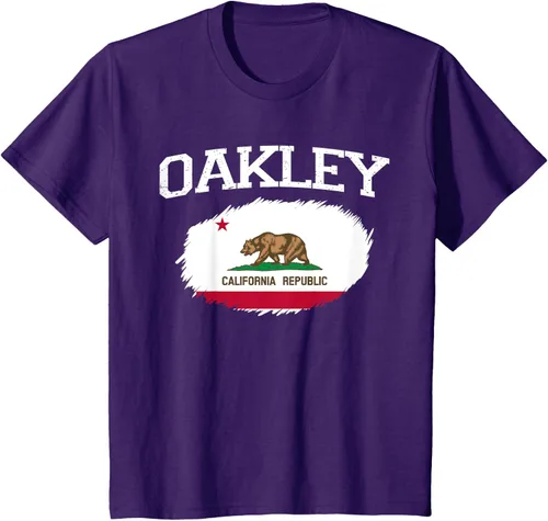 Vista 64 de OAKLEY CA CALIFORNIA Flag Vintage USA Sports Hombre Mujer Camiseta, Negro