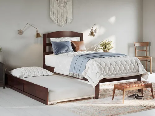 Vista 16 de AFI, Warren - Cama de plataforma matrimonial con cama nido individual, color espresso