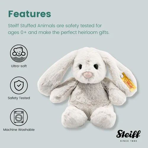 Vista 4 de Steiff Hecho a mano desde 1880 - Conejo de peluche de alta calidad, conejo Hoppie de 8 pulgadas