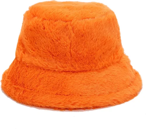 Vista 8 de Sombrero de cubo esponjoso de invierno mullido de piel peluda sombreros de pescador de piel sintética de felpa sombrero cálido para mujer