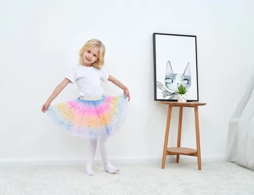 Vista 3 de Simplicity Vestido de ballet de princesa de tul de 4 capas con falda tutú arcoíris para bebé niña