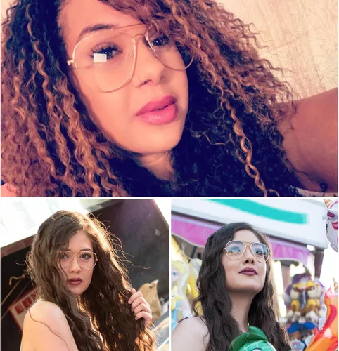 Vista 2 de BRMHDY Gafas de aviador clásicas para mujeres y hombres, marco de metal retro, lentes transparentes sin receta, 2.283 in