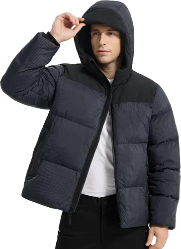 Vista 3 de HARD LAND Abrigo de invierno pesado para hombre, impermeable, con capucha y acolchado Sorona