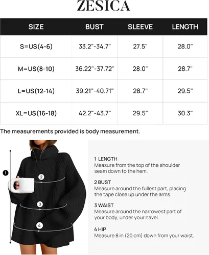 Vista 5 de ZESICA Women's 2023 Winter Sweaters Oversized Turtleneck Long Sleeve Chunky Knitted Tunic Pullover Tops