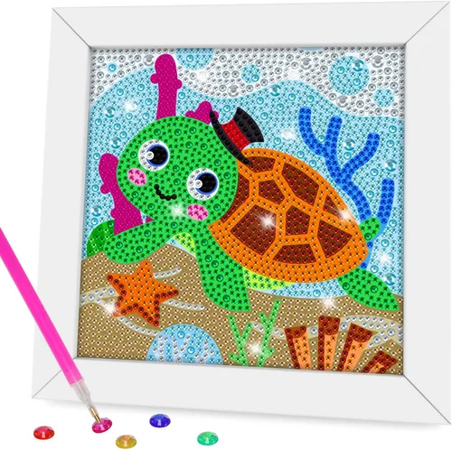 Vista 6 de QEUOYSS Kit de arte de diamantes para niños con marco de madera, arte y manualidades para niños de 6 a 8 a 10 a 12 años, fácil de hacer tú mismo