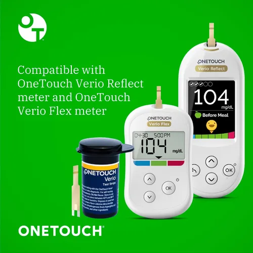 Vista 4 de OneTouch Verio - Tiras de prueba para diabetes, paquete de 60 unidades, para monitor de azúcar en sangre, pruebas de autoglucosa en el hogar, 2