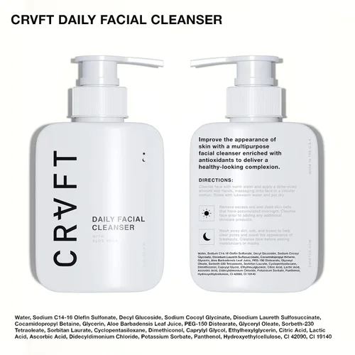 Vista 7 de CRVFT Kit de cuidado facial para hombre, lavado facial de aloe vera, 3 onzas, hidratante hialurónico de 1 onza, exfoliante de carbón de 1.7 onzas
