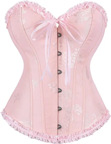 Vista 22 de frawirshau - Corsé para mujer, con cordones, con varillas, escultor de cuerpo, lencería Beige