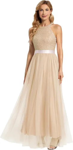 Vista 2 de Dressystar - Vestido formal largo para mujeres, vestido de gasa de encaje, vestido de novia para fiesta