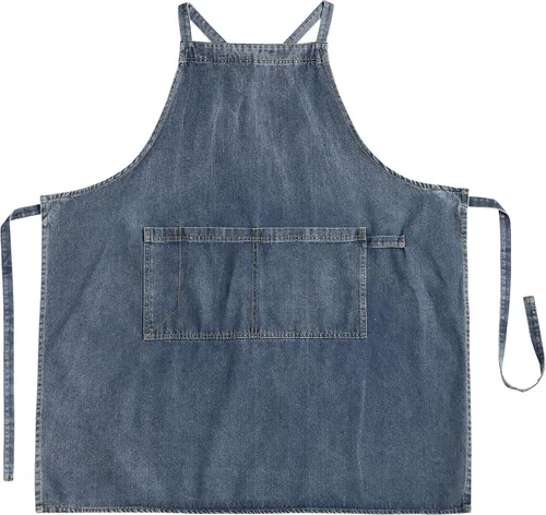 Vista 58 de Jeelow Delantal de cocina de algodón o sarga de algodón para hombres y mujeres, ajustable con bolsillos ajustables