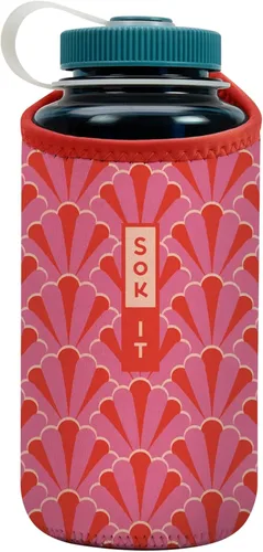 Vista 234 de Sok It BotlSok Funda para botella de agua con cubierta de neopreno aislante (Floral abstracto, se ajusta a CamelBak o Nalgene de 12 onzas)