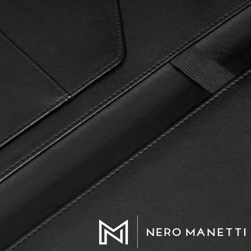 Vista 6 de NERO MANETTI - Carpeta de cuero para portafolio - Portafolio de piel sintética para currículums, carpeta ejecutiva de bloc de notas legal, cuaderno