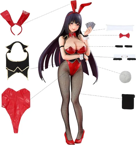 Vista 5 de FCCAM - Disfraz de conejo rojo para adultos, Yumeko Jabami, traje de conejito con orejas de conejo