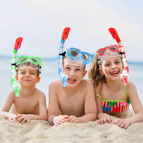Vista 7 de 2 Sets Snorkeling Gear for Kids, Kids Snorkel Set for Ages 6-14, Dry Top Snorkel Mask Set for Youth Boys Girls Junior, Tempered Glass Diving