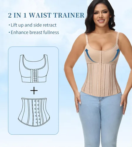 Vista 4 de SHAPSHE Entrenador de cintura para mujer, entrenamiento de cintura, control de abdomen, reductor de cintura para sudor, moldeador de cuerpo, hueso