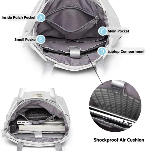 Vista 3 de FANDARE Mochila unisex Bolsas de hombro casuales con puerto de carga USB Equipaje, Negro), CC-AR004
