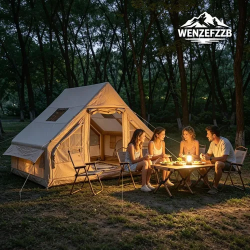 Vista 8 de Tiendas de campaña inflables con bomba de mano, tiendas de campaña Air Glamping, tienda de campaña inflable impermeable y resistente al viento