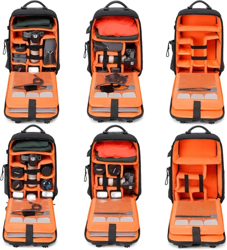 Vista 5 de Mochila para cámara fotógrafo, mochila impermeable grande para cámaras DSLR, mochilas para fotógrafos, mochila para cámara para mujeres y hombres