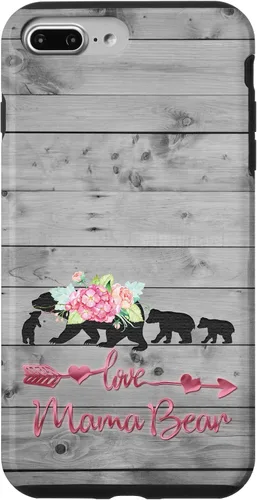 Vista 12 de Pink Floral Black Mama Bear three cubs Vintage Gray Rustic Case for iPhone 16