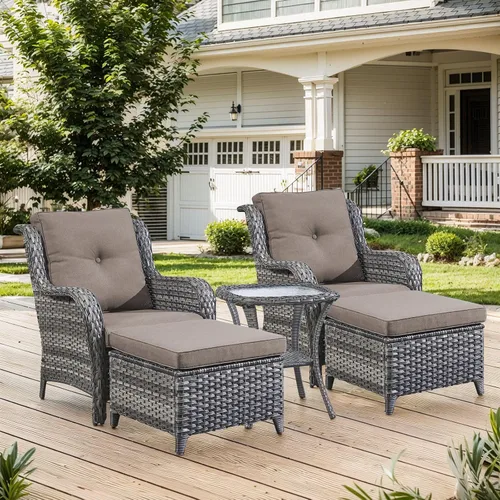 Vista 63 de Belord Mesa auxiliar pequeña para exteriores, mesa de mimbre de vidrio templado, mesa de centro impermeable para patio, mesa auxiliar de ratán