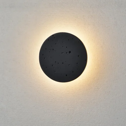 Vista 8 de DUHU Aplique de pared LED redondo, lámpara de pared de cemento gris cableada, lámpara de pared minimalista con diseño de acabado elegante