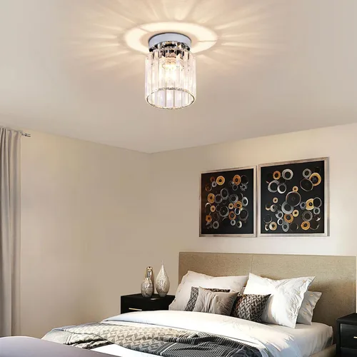 Vista 5 de TISLYCO Paquete de 2 mini lámparas de techo semiempotradas con pantalla transparente, moderna lámpara de techo de cristal para interiores cerca